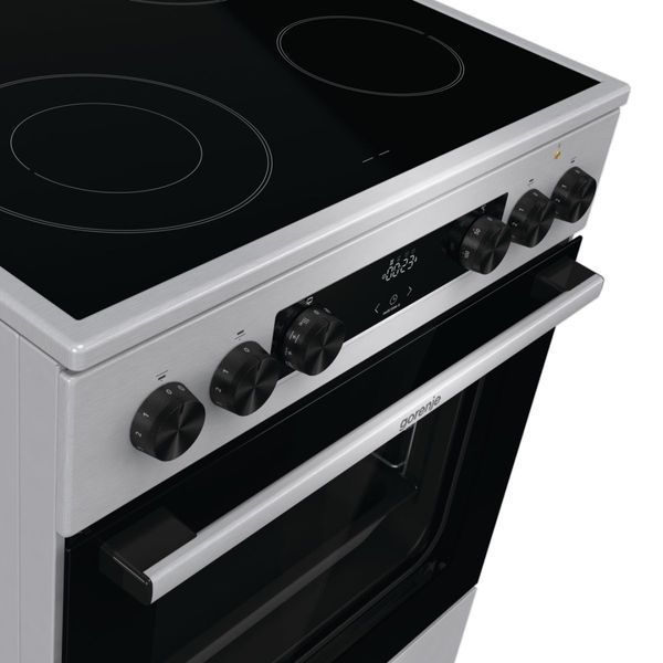 Плита Gorenje електрична склокерамічна, 71л, 60x60см, дисплей, програматор, нерж (GECS6C70XC) 374199 фото