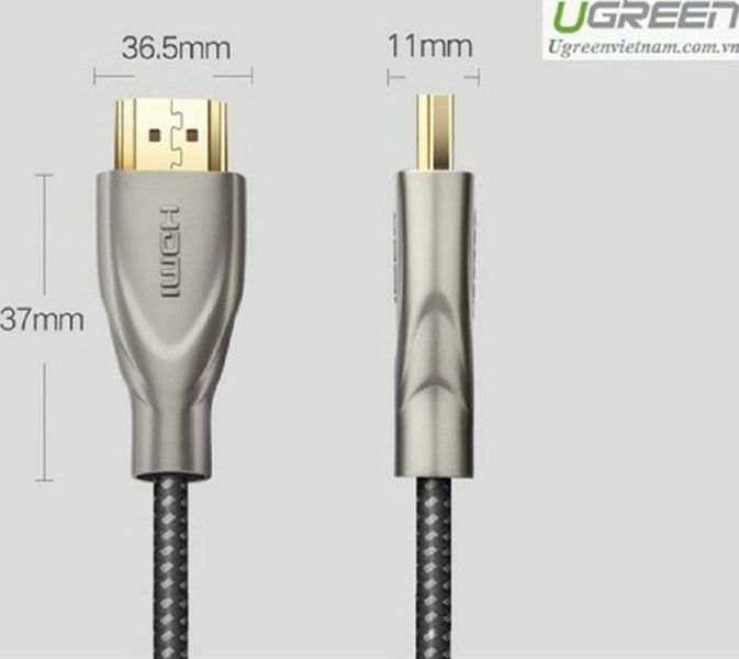 Кабель UGREEN HD131 HDMI - HDMI Carbon Fiber Zinc Alloy Cable 3m Grey 289554 фото