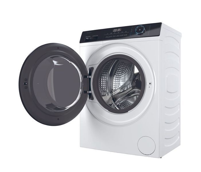 Пральна машина Haier фронтальна, 7кг, 1400, A+++, 44см, дисплей, пара, інвертор, люк чорний, прямий привід, білий (HW70-B14929) 375351 фото