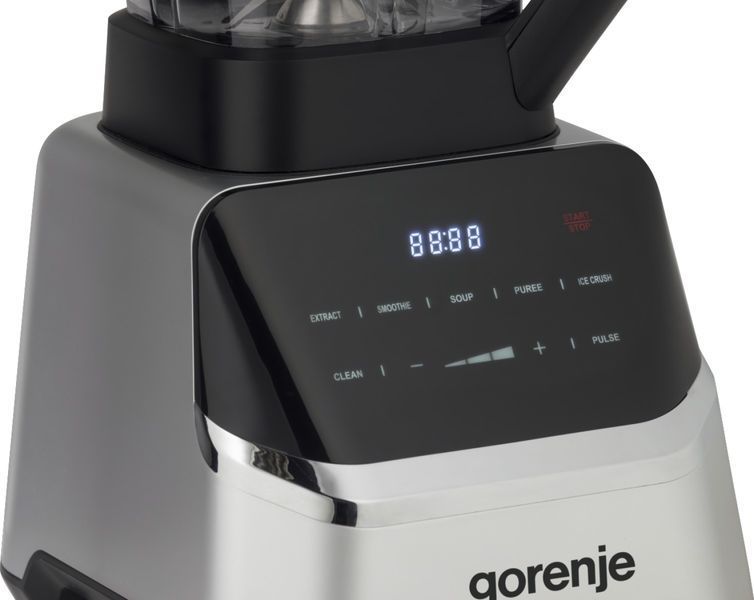 Блендер Gorenje стаціонарний 1500Вт, чаша-2000мл, дисплей, подрібнювач, чорний-нерж 399232 фото
