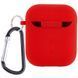 Силиконовый футляр с микрофиброй для наушников Airpods 1/2 Красный / Red 216821 фото 3