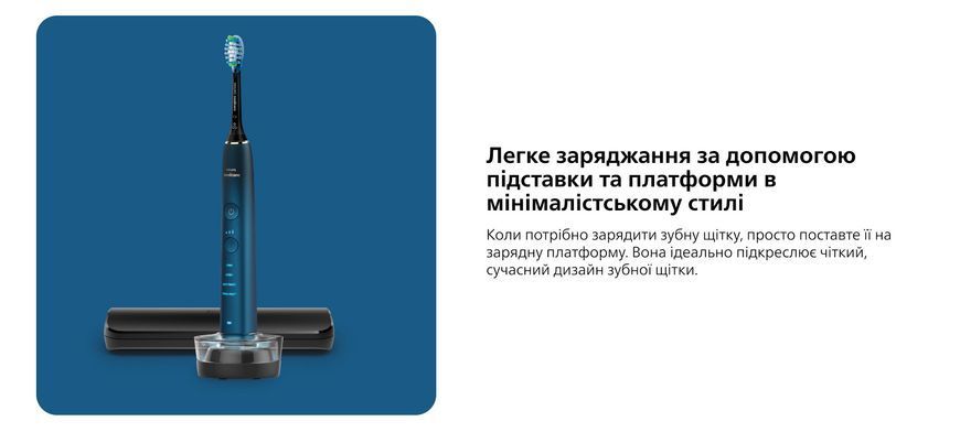 Щітка зубна електр. Philips, Sonicare DiamondClean 9000 Series, 62т. колив/хв, насадок-1, футляр, Bluetooth, чорний (HX9911/88) 371238 фото