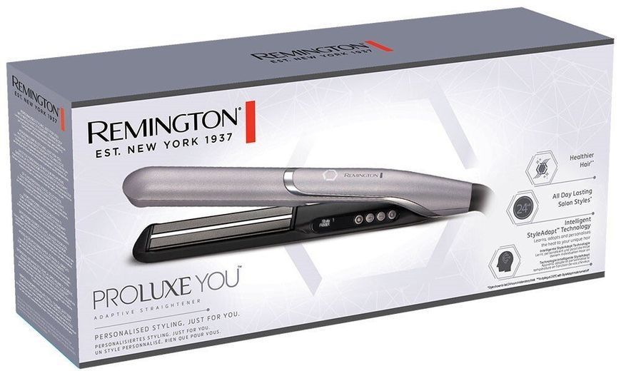 Випрямляч Remington ProLuxe You Adaptive, 52Вт, темп.режимів-9, 150-230С, дисплей, іонізація, кераміка, чорно-сірий (S9880) 372557 фото