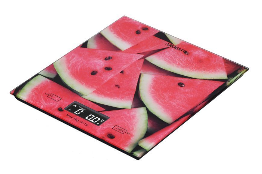 Ваги Ardesto кухонні Wаtermelon, 5кг, AAAx2 в комплекті, скло, багатокольоровий (SCK-893WATERMELON) 376114 фото