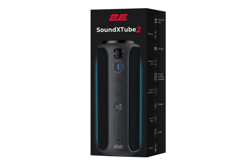 Акустична система 2E SoundXTube2 TWS, MP3, Wireless, Waterproof Black (2E-BSSXT2WBK) 363983 фото