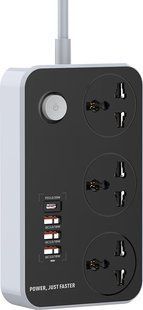 Фільтр живлення ColorWay CW-CHU34PDB 3 розетки, 4 USB (Type-C PD20W + 3USB QC3.0), 2 м,чорний 329481 фото