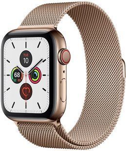 Смарт-годинник Apple Watch Series 5 44mm GPS + LTE Stainless Steel Gold Case With Gold Milanese Loop (MWW62) 137539 фото