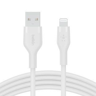 Кабель USB-A > Lightning заряджання/синхронізації Belkin 1м, силіконовий з кліпсою, білий (CAA008BT1MWH) 368190 фото