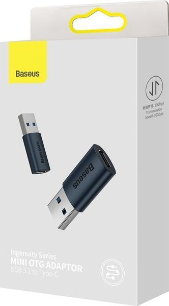 Адаптер Baseus Ingenuity Series Mini OTG Adaptor USB 3.1 To Type-C (ZJJQ000103) Blue 260605 фото