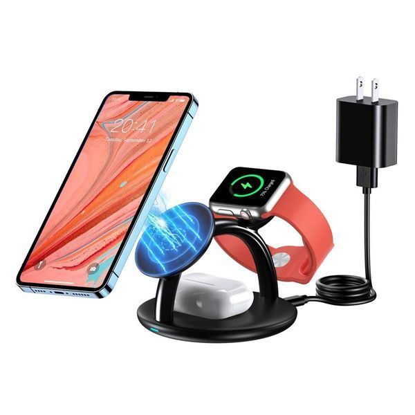 Бездротовий зарядний пристрій Choetech Magnetic 3 in 1 magnetic Wireless Charging Stand (T587-F) Black 267183 фото