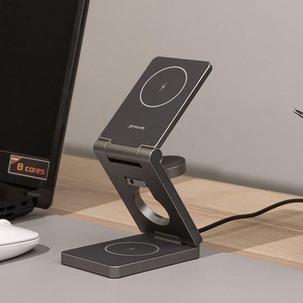 Бездротовий зарядний пристрій Proove Titan Volt 3 in 1 (WSTV15000003) Grey 288173 фото
