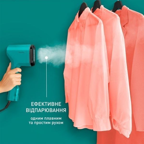 Відпарювач Tefal компактний Pure Pop, 1300Вт, 70мл, постійна пара - 20гр, зелений (DT2024E1) 375455 фото