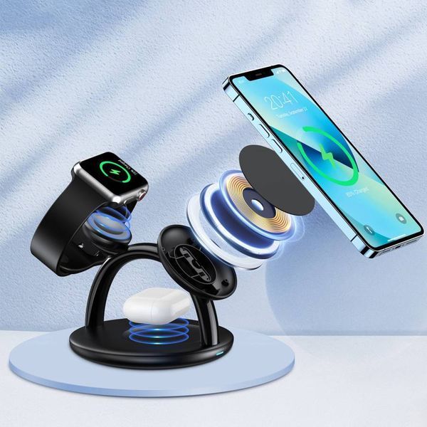 Бездротовий зарядний пристрій Choetech Magnetic 3 in 1 magnetic Wireless Charging Stand (T587-F) Black 267183 фото