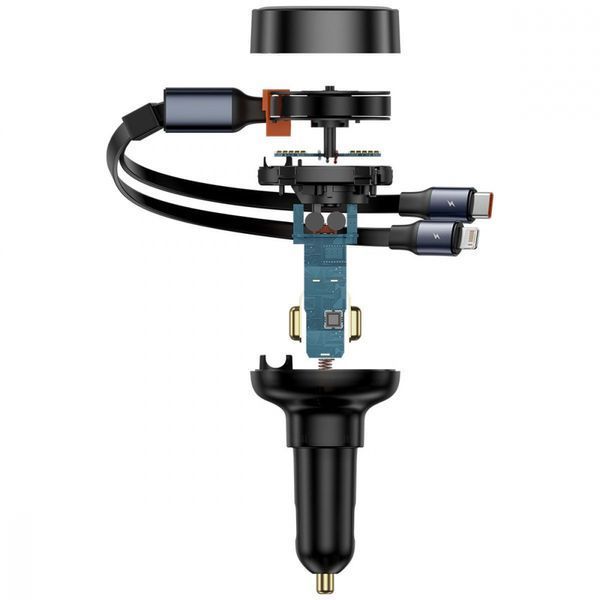 АЗП Baseus Enjoyment Pro Car Charger C+Retractable C & iP Cable 60W (C00057802111-00) black 359727 фото