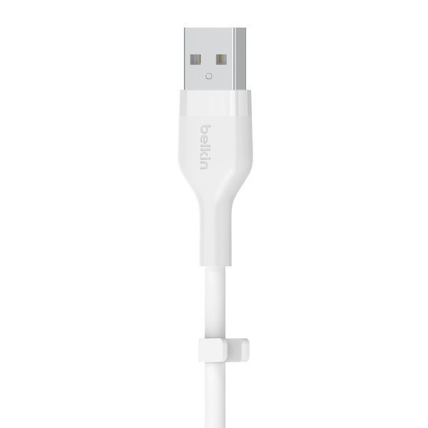 Кабель USB-A > Lightning заряджання/синхронізації Belkin 1м, силіконовий з кліпсою, білий (CAA008BT1MWH) 368190 фото