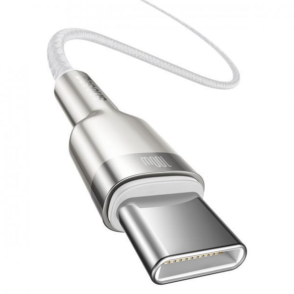 Кабель Baseus Cafule Metal Type-C To Type-C 100W (CATJK-C02) White 1m 244590 фото
