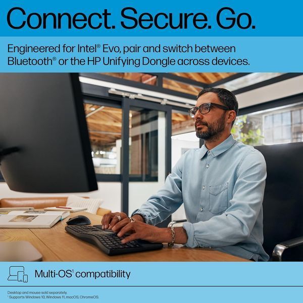 Клавіатура мембранна HP 680 Comfort Dual-Mode 111key, BT, EN/UK, чорний 379665 фото