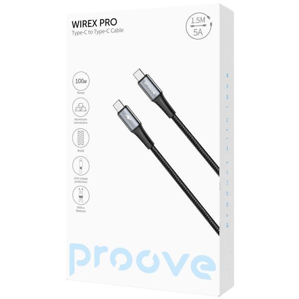 Кабель Proove WireX Pro Type-C to Type-C 100W (1.5m) white (CCWX11002202) 388091 фото