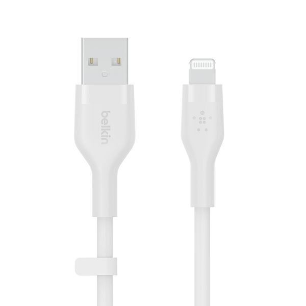Кабель USB-A > Lightning заряджання/синхронізації Belkin 1м, силіконовий з кліпсою, білий (CAA008BT1MWH) 368190 фото