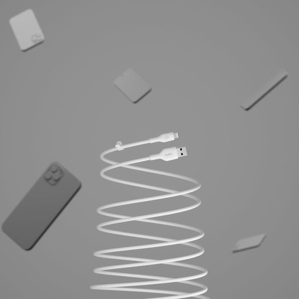 Кабель USB-A > Lightning заряджання/синхронізації Belkin 1м, силіконовий з кліпсою, білий (CAA008BT1MWH) 368190 фото