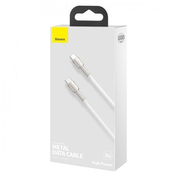 Кабель Baseus Cafule Metal Type-C To Type-C 100W (CATJK-C02) White 1m 244590 фото