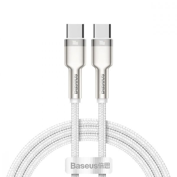 Кабель Baseus Cafule Metal Type-C To Type-C 100W (CATJK-C02) White 1m 244590 фото
