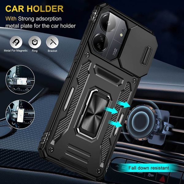 Ударостійкий чохол Camshield Army Ring для Xiaomi Redmi 13C / Poco C65 Чорний / Black 315911 фото