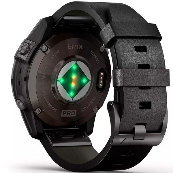 Смарт-годинник Garmin Epix Pro Gen 2 Sapphire 47mm Carbon G. DLC Tit. with B. Leather Band (010-02803-30) 286555 фото