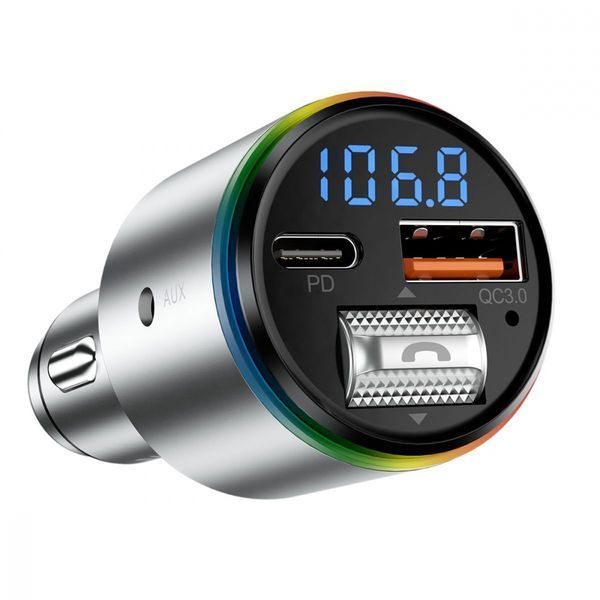 АЗП Proove FM Launcher Power Drive 30W (PD+QC3.0) Type-C+USB+AUX (FMPD30110006) silver 344376 фото