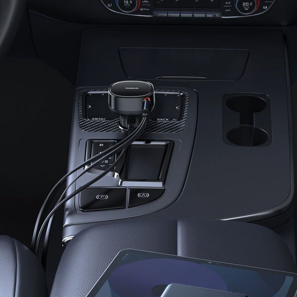 АЗП Baseus Enjoyment Pro Car Charger C+Retractable C & iP Cable 60W (C00057802111-00) black 359727 фото