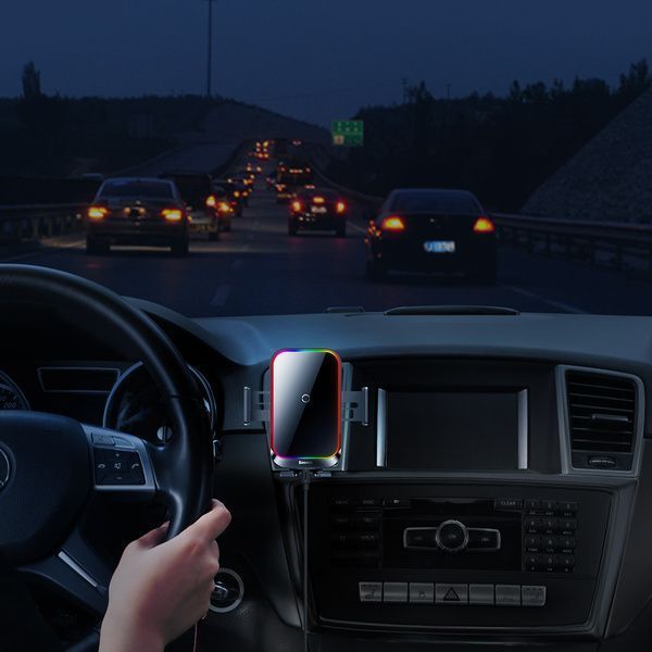 Автомобільний тримач З бездротовою зарядкою Wireless Charger Baseus Halo Electric 15W (black) (SUDD000001) 268630 фото