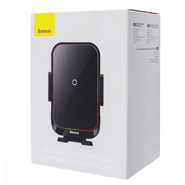 Автомобільний тримач З бездротовою зарядкою Wireless Charger Baseus Halo Electric 15W (black) (SUDD000001) 268630 фото