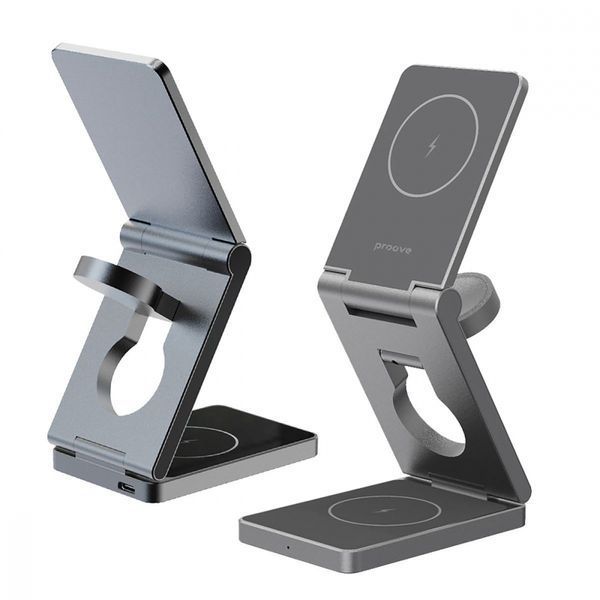 Бездротовий зарядний пристрій Proove Titan Volt 3 in 1 (WSTV15000003) Grey 288173 фото