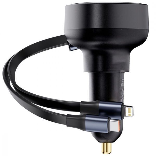 АЗП Baseus Enjoyment Pro Car Charger C+Retractable C & iP Cable 60W (C00057802111-00) black 359727 фото