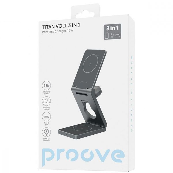 Бездротовий зарядний пристрій Proove Titan Volt 3 in 1 (WSTV15000003) Grey 288173 фото