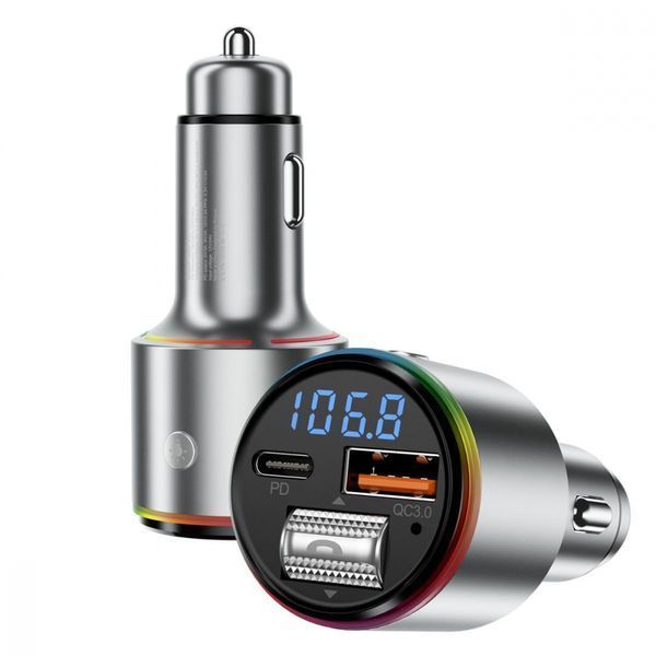 АЗП Proove FM Launcher Power Drive 30W (PD+QC3.0) Type-C+USB+AUX (FMPD30110006) silver 344376 фото