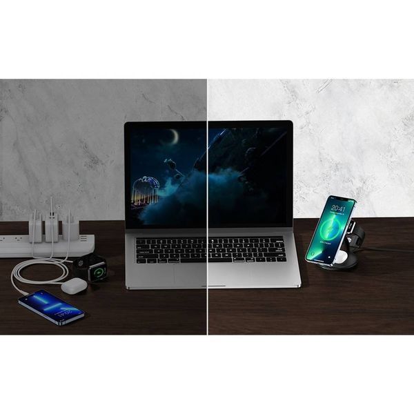 Бездротовий зарядний пристрій Choetech Magnetic 3 in 1 magnetic Wireless Charging Stand (T587-F) Black 267183 фото