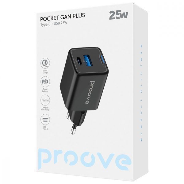 Зарядний Пристрій Proove Pocket GaN 25W (Type-C + USB) (WCPG25111202) white 342425 фото