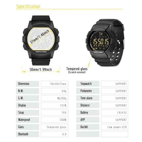Цифровий Годинник NORTH EDGE AK black 331584 фото