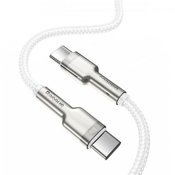 Кабель Baseus Cafule Metal Type-C To Type-C 100W (CATJK-C02) White 1m 244590 фото