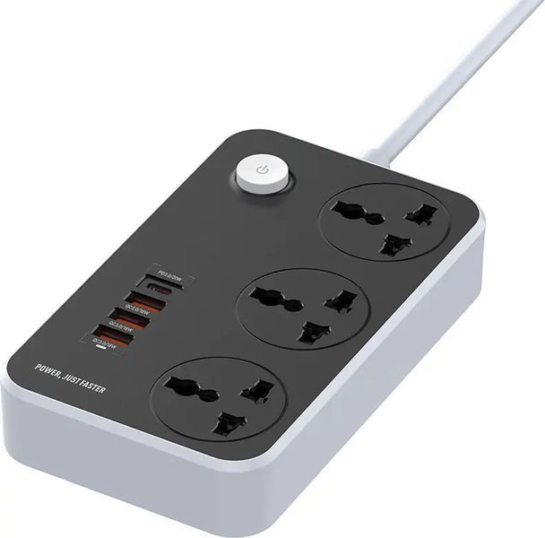 Фільтр живлення ColorWay CW-CHU34PDB 3 розетки, 4 USB (Type-C PD20W + 3USB QC3.0), 2 м,чорний 329481 фото