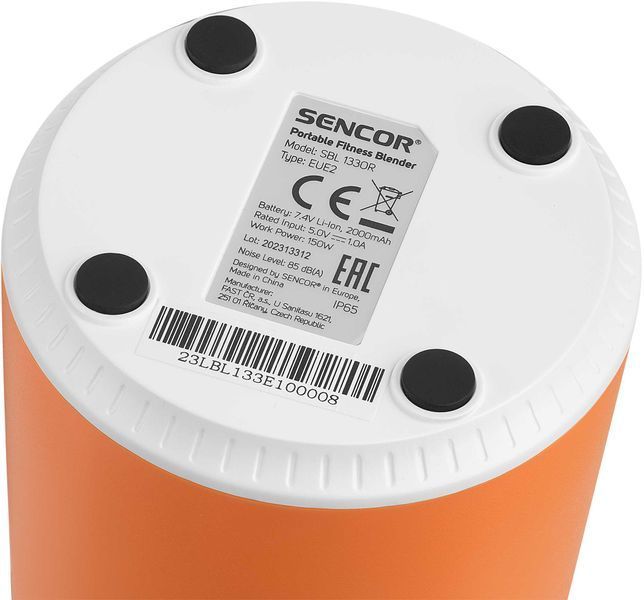 Блендер Sencor портативний для смузі 150Вт, чаша-500мл, USB-C, біло-помаранчевий (SBL133OR) 371525 фото