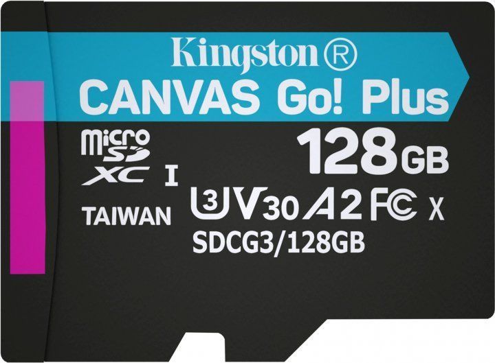 Картка пам*ятi microSDXC 128Gb Kingston Canvas UHS-I/U3 Class 10 Go! Plus R170/W90MB/s + SD-адаптер (SDCG3/128GB) 260202 фото