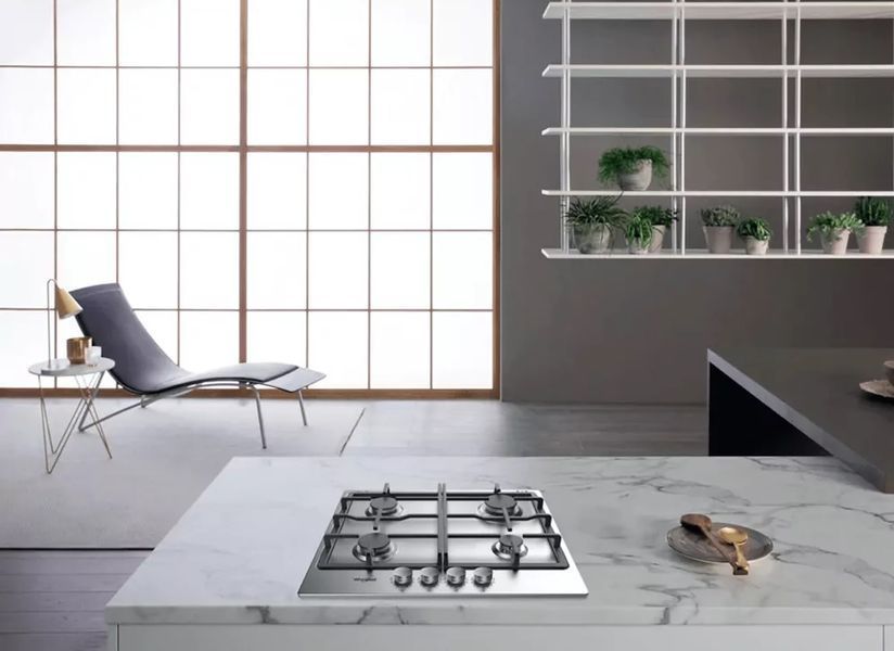 Варильна поверхня Whirlpool газова, 60см, чавун, турбо-конфорка, нерж (TKRL660IX) 373276 фото