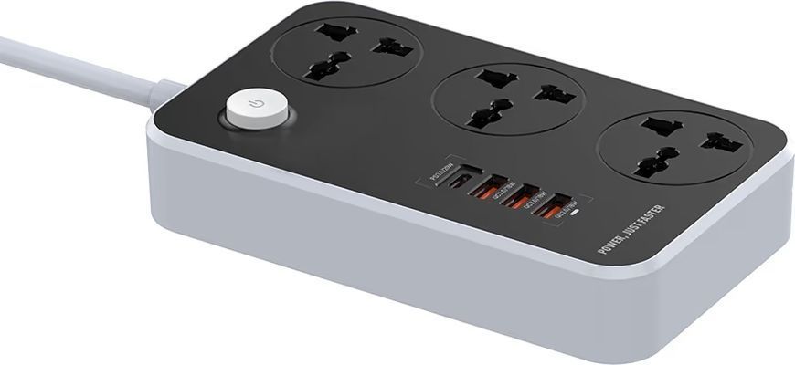 Фільтр живлення ColorWay CW-CHU34PDB 3 розетки, 4 USB (Type-C PD20W + 3USB QC3.0), 2 м,чорний 329481 фото