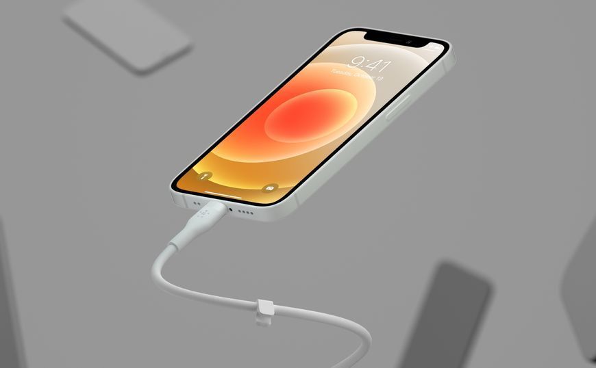 Кабель USB-A > Lightning заряджання/синхронізації Belkin 1м, силіконовий з кліпсою, білий (CAA008BT1MWH) 368190 фото