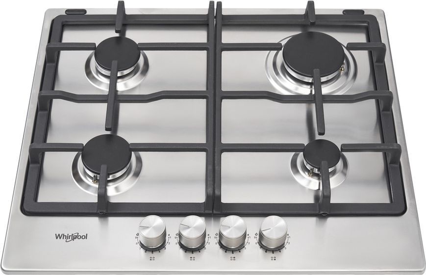 Варильна поверхня Whirlpool газова, 60см, чавун, турбо-конфорка, нерж (TKRL660IX) 373276 фото
