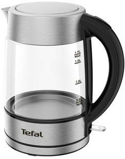 Електрочайник Tefal Glass Kettle 1.7л, скло, з підсвіткою, сріблясто-чорний (KI772D38) 369736 фото