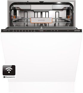 Посудомийна машина Gorenje вбудовувана, 16компл., A+++, 60см, інвертор,Wi-Fi, AquaStop, сенсорн.упр, 3и кошики, білий (GV673B66) 374593 фото