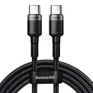 Кабель Baseus Cafule Type-C to Type-C PD2.0 (20V 3A) 1m (CATKLF-GG1) Grey\Black 166343 фото